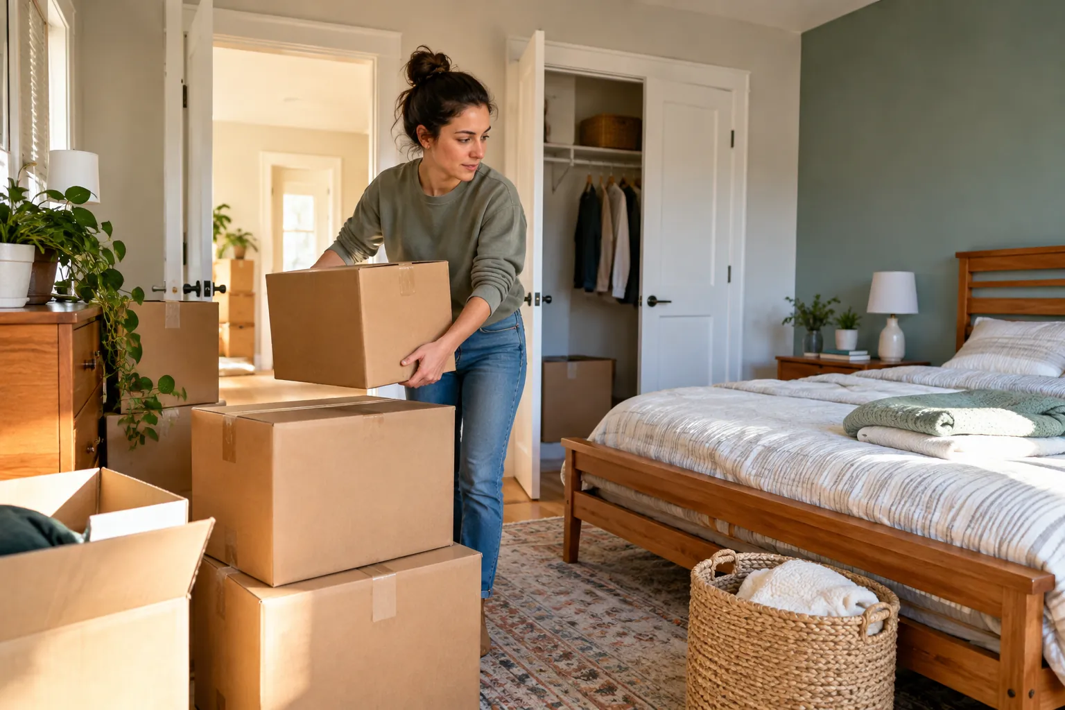 Cartons placed in clear destination room zones at delivery